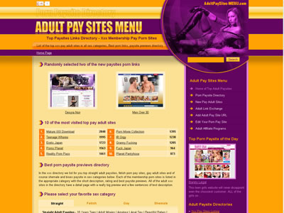 Top pay porn website directory Adult Pay Sites Menu